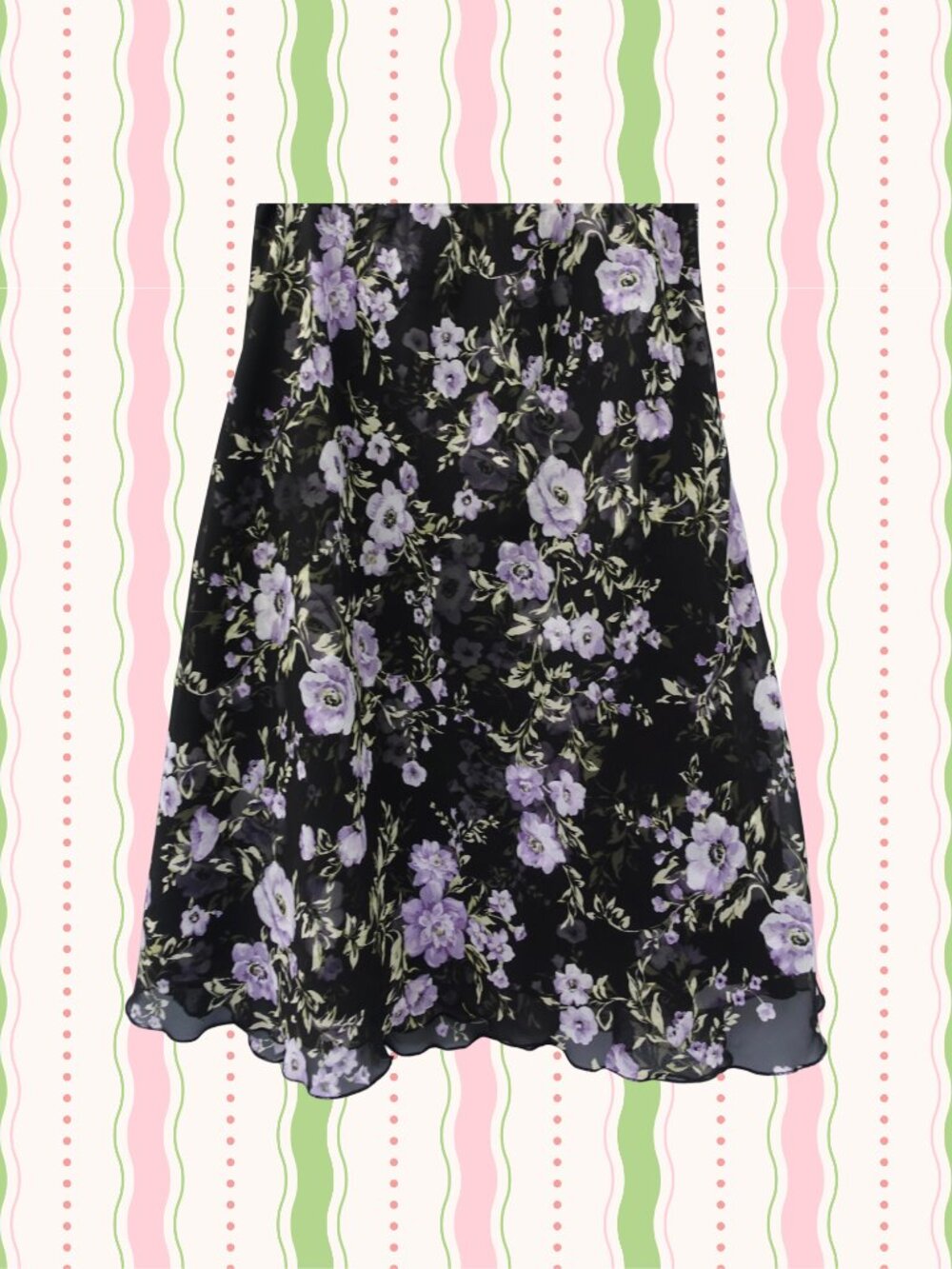 Vintage Y2K Dress Barn Flowy Floral Mid Length Skirt 90s/2000s Aesthetic Medium